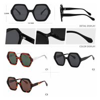 Lunettes de soleil hexagonales surdimensionnées classiques personnalisées de qualité supérieure, UV400, fabriquées à la main, en acétate de luxe, fabricant de lunettes de soleil