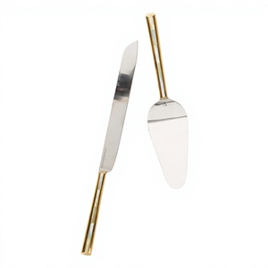 Amson Brass AG-068 Durable Metal Cake Knife Server Precision Blade Dishwasher Safe for Weddings Parties Dessert Service - Product Image 1
