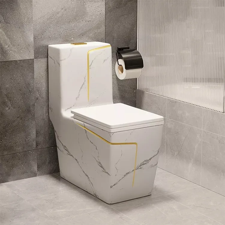 New design luxury square grey color modern bathroom floor mount commode toilet bowl one piece ceramic toilet