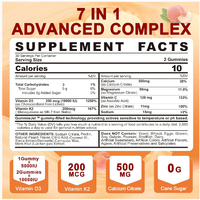 Gummies de Vitamine D3 K2 à Marque Blanche OEM 10000 UI 200mcg Sans Sucre Saveur Pêche Améliore l'Immunité Favorise la Croissance Capillaire 2 Gummies par Jour