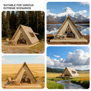 कारखाने के आउटडोर सस्ते वाटरप्रूफ लक्जरी छोटे कैनवास सफारी टेंट विला होटल में ग्लैम्पिंग लकड़ी के त्रिकोण छोटे प्रीफैब हाउस - Product Image 5