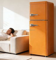 Réfrigérateur compact rétro de style vintage coloré 169L à 2 portes pour appartements studio