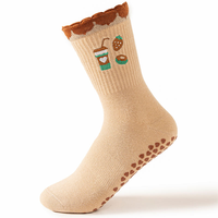Chaussettes antidérapantes à motif cœur brodé personnalisé, en coton peigné tricoté de qualité supérieure, confortables pour le Pilates et le yoga