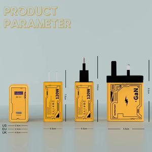 ホット120w GAN急速充電デュアルUsbタイプCウォール充電器<span class=keywords><strong>2</strong></span>ポートQc3.0 Pd Usb C急速充電携帯電話充電器 - Product Image 4