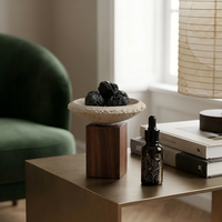 Diffuseur d'huiles essentielles en pierre volcanique avec logo personnalisé, base en bois, bol en béton, aromathérapie, décoration d'intérieur, diffuseur en pierre de lave