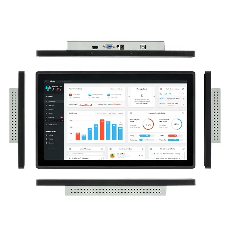 Usingwin Touch Screen Monitor LCD Embutido Alto Brilho 16:9 Quadrado 15,6 Polegadas Preto para Desktop de Negócios LED 50000 Horas 0,27