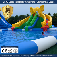 Ceyu Parc aquatique mobile commercial gonflable géant portable d'extérieur avec toboggan hors sol et piscine