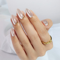 Faux Ongles Dégradés Longue Tenue Couverture Complète 24 Pièces à Coller, Ongles Artificiels Type Cercueil Réutilisables