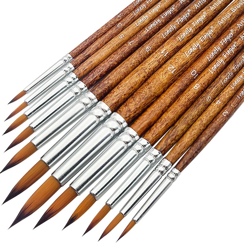 Set di 12 Pennelli Rotondi Marroni
