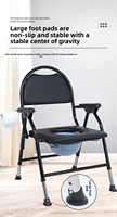 Chaise pliante portable moderne en acier au carbone avec coussin en cuir, capacité 250 kg, pour personnes âgées, salle de bain, douche, toilettes
