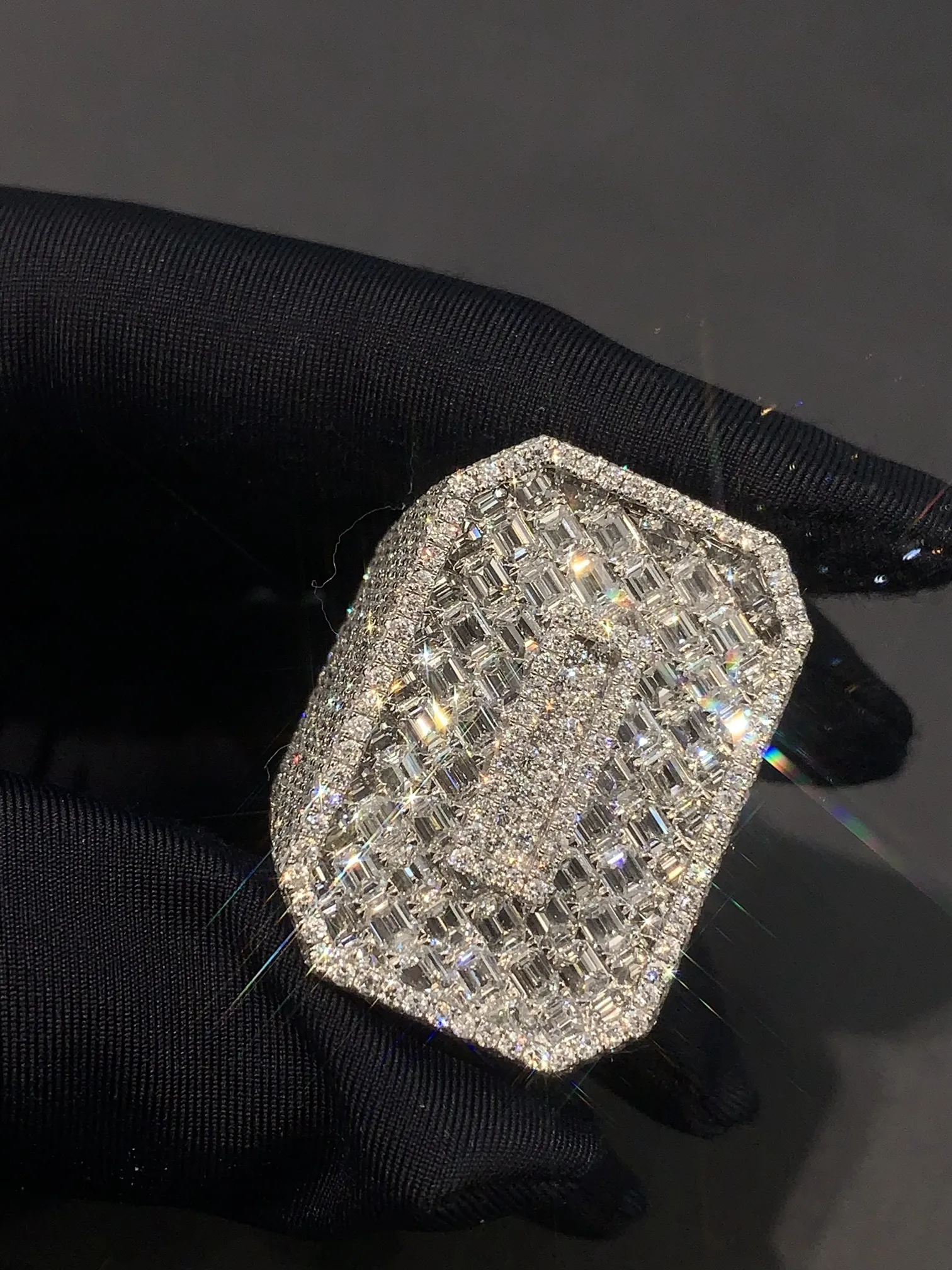 Custom Letter Iced Out Ring 9k white gold Men Jewelry Vvs real diamond Hip Hop Ring