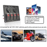 Amomd Panneau de commande d'éclairage électrique 12V avec 4 prises USB doubles et interrupteur marche/arrêt, courant maximal 20A pour yacht