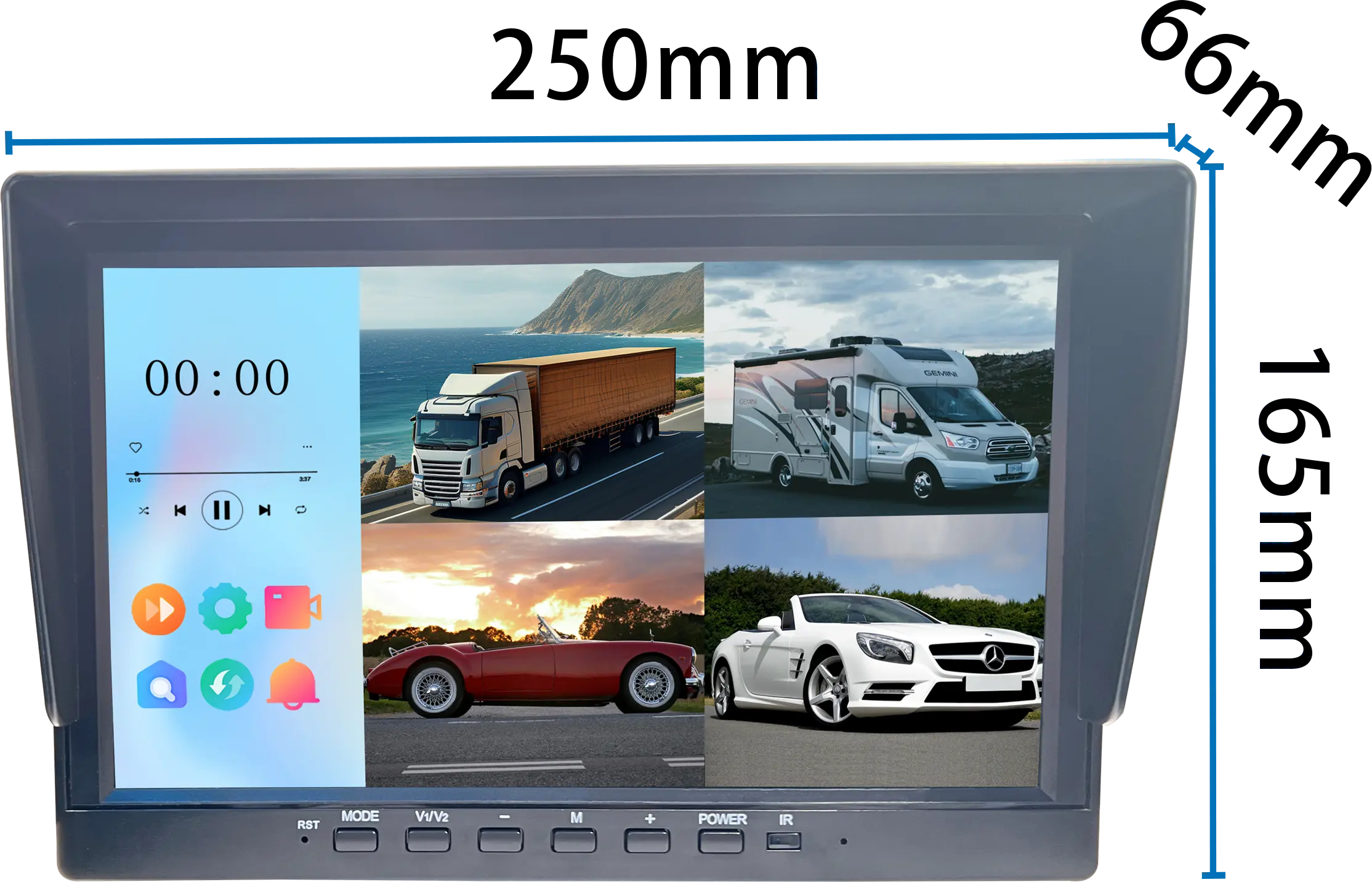 Monitoraggio di veicoli da 10 pollici HD monitor per camion con monitor per autobus sistema di telecamere per autovetture che invertiscono lo schermo di visualizzazione dell'immagine