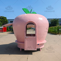 Chariot à Jus et Aliments en Forme de Pomme Mignonne à Double Fenêtre, Couleur Personnalisée, Kiosque Alimentaire Mobile Attrayant pour Fruits Frais et Boissons en Rue