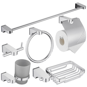 Nuovi set di 6 pezzi solidi set di Hardware per il bagno a parete in alluminio solido per lo spazio Include portasciugamani portasciugamani per portasciugamani - Product Image 1