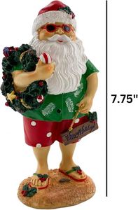 Needzo Santa by the Sea Christmas StatueTropical Beach Themed Tabletop Decoration - Product Image 2