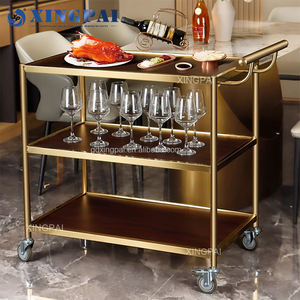 XINGPAI Chariot pliant en acier inoxydable à 3 niveaux Chariot de service pour hôtel Restaurant Service alimentaire Cuisines Traiteur Buffet Chariot - Product Image 1
