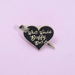 Vintage Punk alliage coeur émail broches que ferait <span class=keywords><strong>Buffy</strong></span> noir poignard coeur broche vêtements revers Badge drôle bijoux cadeaux - Product Image 3