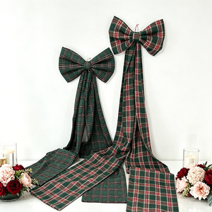 Ornements de Noël faits main en tissu écossais avec longue queue, décorations suspendues pour sapin de Noël, fournitures pour fêtes et scènes de maison - Product Image 2