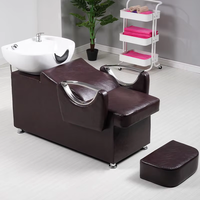 Fauteuil de lavage de luxe Winplus en cuir PU pour salon de coiffure, avec bac à shampoing et fonction couchage