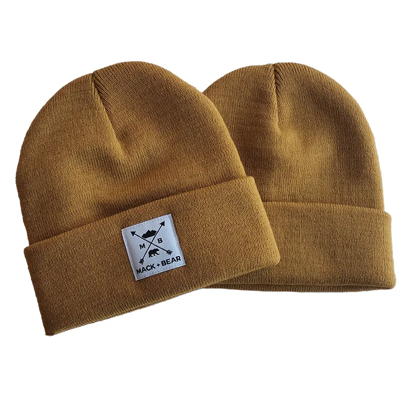 Zona del ricamo personalizzato logo cappello Caldo di inverno cappello lavorato a maglia del capretto formato cuffed beanie bambini Laminati berretti