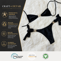 Bademode Badeanzüge Micro-BH Frecher Slip Strandkleidung Hochwertiges Bikini-Set mit Metall-Accessoires