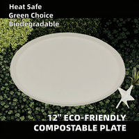 Assiette à pizza jetable écologique Green Olive de 12 pouces en bagasse de canne à sucre, compostable et compatible micro-ondes pour les fêtes