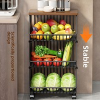 Estante de Cocina para Frutas y Verduras, Moderno, Minimalista, de Pie, con Múltiples Niveles, con Ruedas Móviles, para Almacenamiento de Productos