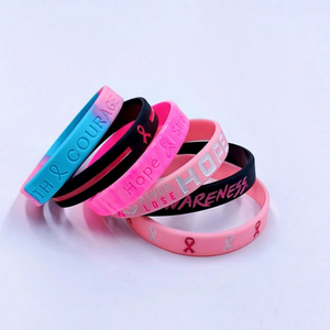 Pulsera Decorativa de Silicona Redonda con Cinta Rosa de Concienciación sobre el Cáncer de Mama, Resistente al Agua - Product Image 1