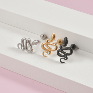 Thời Trang <span class=keywords><strong>Python</strong></span> Lưỡi Barbells Piercing Đồ Trang Sức Cơ Thể Cho Phụ Nữ Người Đàn Ông Punk Conch Tragus Bông Tai Phẫu Thuật Thép Rắn Lưỡi Nhẫn - Product Image 2