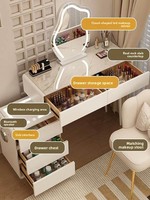 Table de toilette moderne et élégante en bois massif de style français, avec haut-parleur Bluetooth et chargeur sans fil