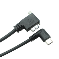 Câble USB 3.0 Type-C mâle à 90 degrés avec vis de verrouillage pour caméras industrielles