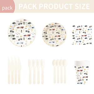 DAMAI - Juego de Decoración para Fiestas Infantiles al por Mayor, Platos de Papel con Temática de Autos, Mantel, Juego de Vajilla Desechable para Fiestas - Product Image 6