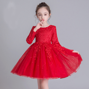 Robe de princesse personnalisée en gros pour enfants, à manches longues, en gaze moelleuse, pour spectacle de filles - Product Image 4
