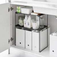 Étagère de rangement de cuisine pliable à double niveau en métal de style coréen pour organiser les assiettes et les bols