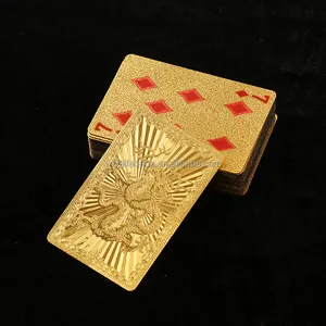 Estoque Atacado de Pl￡stico Drag￣o Chin￪s Dourado 24k Poker Set Box Plated Playing Cards Ouro Tamanho Personalizado Designs