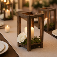 Lanterne de mariage rustique en bois, support de bougie vintage pour centre de table, décoration de ferme, cadeaux