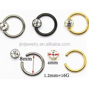 Anneaux de <span class=keywords><strong>piercing</strong></span> unisexes en titane G23 avec cristal, bijoux corporels tendance à billes captives - Product Image 1
