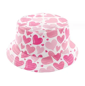 Valentine's Day Cap Love Heart Bucket Hats Beach Sun Protection Hat for Women Men