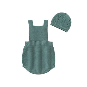 Mimixiong Ensemble de vêtements pour bébé en gros Ensemble doux unisexe pour bébé Pyjama à bretelles tricoté avec chapeau 2 pièces Costume pour filles garçons - Product Image 2