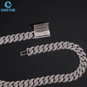 Premium Wholesale S925 Solid Silver 16MM Width Cuban Link <b>Chain</b> Micro Pave Moissanite <b>Iced</b> <b>Out</b> Men Women Hip Hop Jewelry - Product Image 3