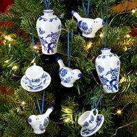Ornements en porcelaine bleu et blanc pendentifs suspendus ornements d'arbre de Noël en céramique pour Noël