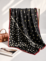 Foulard carré 100% soie de mûrier pour femme 90x90cm, imprimé floral, sergé, pour la tête, le cou et les cheveux, bords roulés à la main, cadeau, satin doux