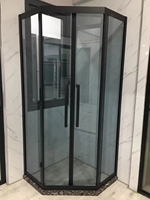 Porte coulissante d'entrée d'angle en verre, sur mesure, de luxe, pour chambre d'hôtel, avec cadre en alliage d'aluminium électroplaqué moderne et pierre artificielle, 5