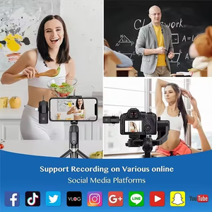 K15 Xách Tay Không Dây Lavalier Microphone 3-Trong-1 Ve Áo Đài Phát Thanh Clip Giảm Tiếng Ồn Cho Ngoài Trời Quay Video & Live <span class=keywords><strong>Streaming</strong></span> - Product Image 6