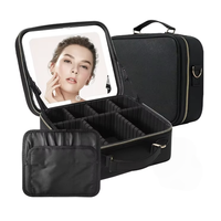 Valise de maquillage de luxe de grande taille avec miroir LED pour artistes maquilleurs, vente en gros