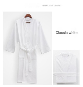 Women's Warm Pink White Purple 100% Cotton Waffle Dressing Gown and Bathrobe Hotel Spa Bathrobe