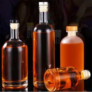 JINGNA Round Glass Bottle 500ML 700ML 750ML 1000ML Color Painting Rum Tequila Vodka Brandy Whisky Gin Liquor Glass Bottles