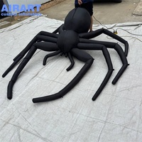 Grande araignée gonflable noire pour décoration d'Halloween, araignée gonflable en tissu Oxford pour la décoration de toits et de maisons hantées