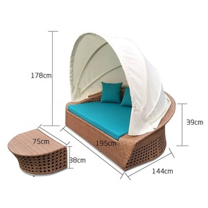 All Wicker Daybed Patio Furniture Outdoor Bed Rattan Round <b>Sunbed</b> with Canopy Beach <b>Sunbed</b> Beach Daybed - Product Image 6